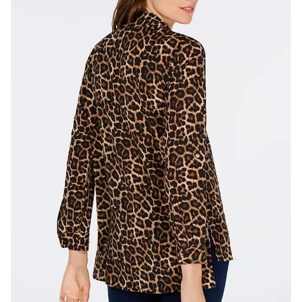 Michael Kors Leopard print Zip Front Top/Jacket Sz 1X - Picture 3 of 8